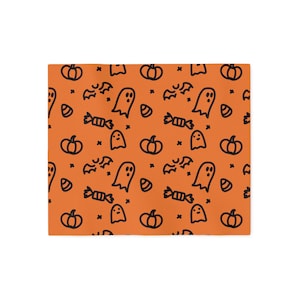 Halloween Sweatshirt Blanket: Spooky Orange Ghost & Pumpkin Print