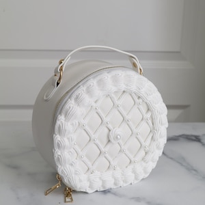 Novelty Fake Cake Purse: White Crossbody Bag, Unique Handbag