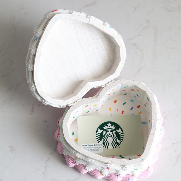 Handmade Heart Cake Gift Card Holder, Cherry Decor Jewelry Box