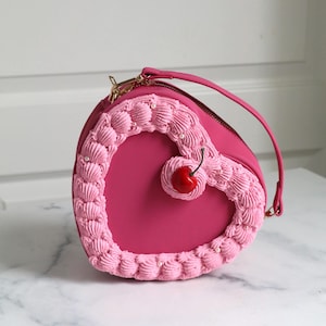 Cherry Faux Cake Crossbody Bag: Novelty Pink Handbag