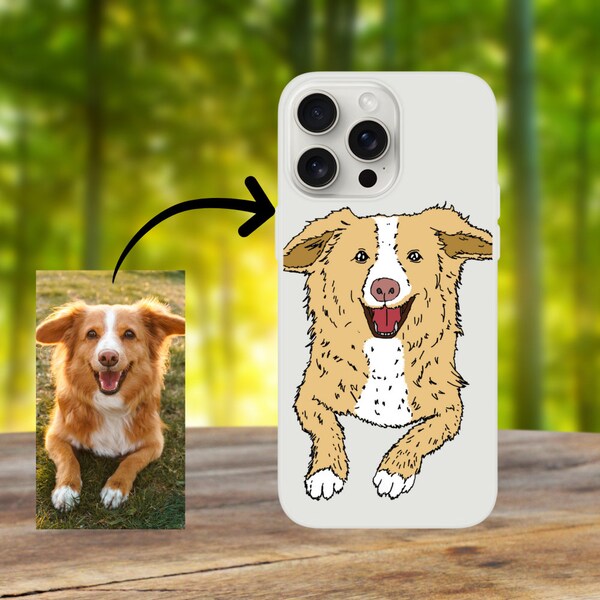 Trendy Photo Art Phone Case, Watercolor, Drawing or Sketch Custom Phone Cover, Cat, Dog or Pet Photo Phone Cover for Iphone, Miss you Gift