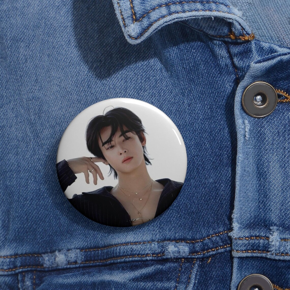Cha Eun Woo PIN Button, Korean Pin Buttons Gift, Birthday Gift, White ...
