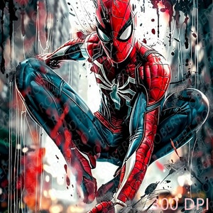 2 PNG Spiderman Splash and Watercolor Digital design PNG file for sublimation - High Resolution -Instant Digital PNG Download