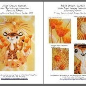 Little Tiger's Orangey Celebration, cute original hand embroidery pattern design PDF image 5