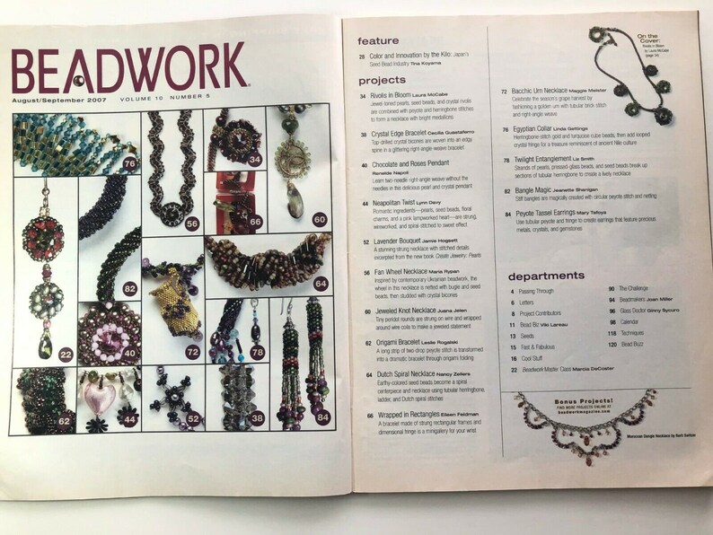 Bead Work Beadwork Magazine Back Issues 2007 Lot of 3 Beads Beading Jewelry