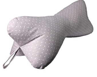 Dog Bone Pillow 3 Sided Neck Travel DOTTED LILAC Cotton Zippered Adjustable