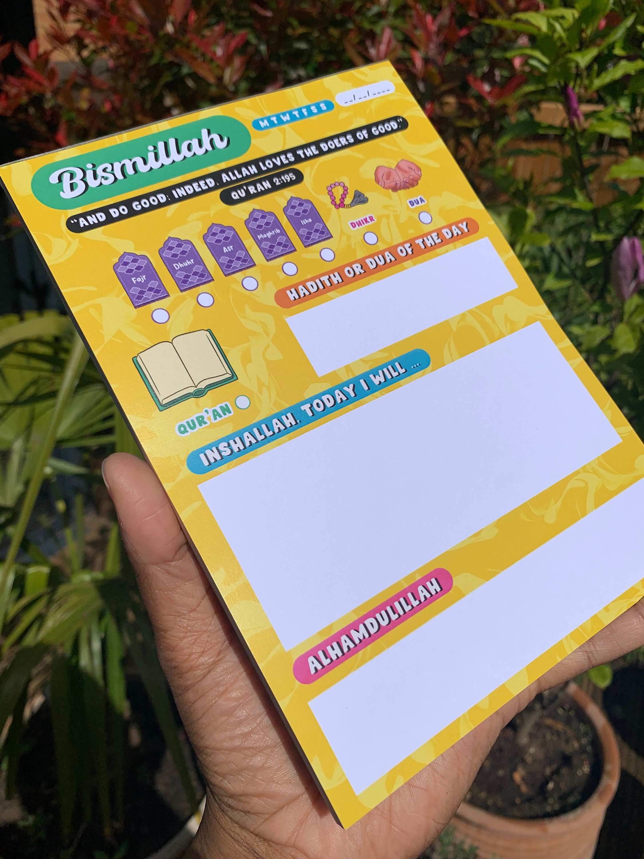 Quran Tracker Notepad Salah Tracker Bismillah Alhamdulillah Islamic ...