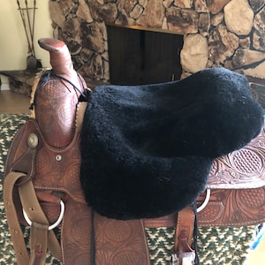 Deluxe Standard Western Sheepskin Saddle Cover, Black, Charcoal or Tan