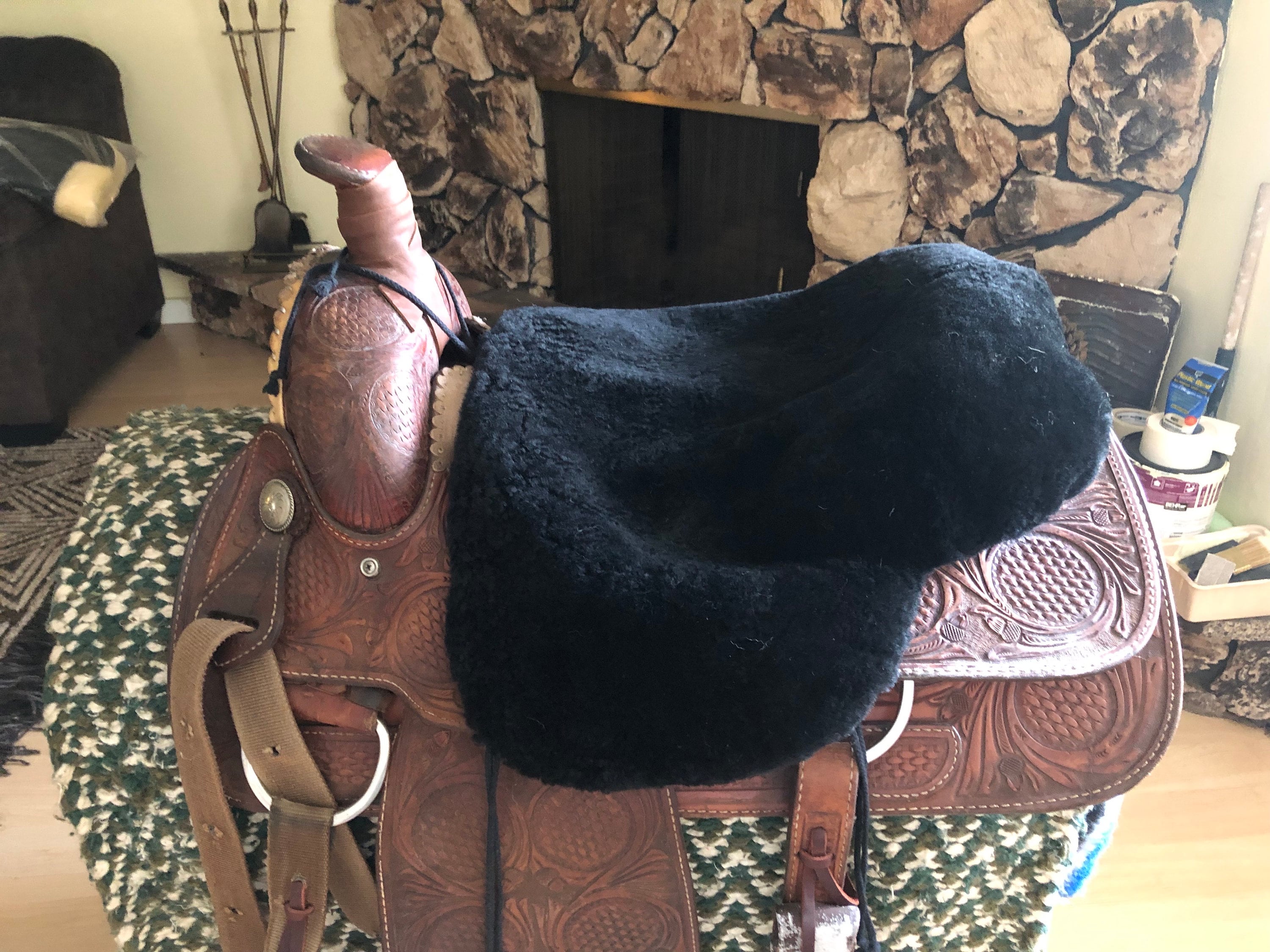 Couverture Selle Cheval Western – Laine Nouvelle-Zélande, 34x36x1 Pouces, Design Tissé Main