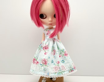 Blythe Dress, Blythe Clothes, Long Dress, Light Blue Floral