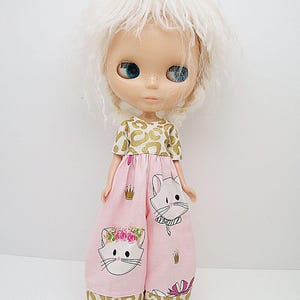 Blythe Jumpsuit, Blythe Clothes, Jumpsuit, Cat and Gold, Buttons