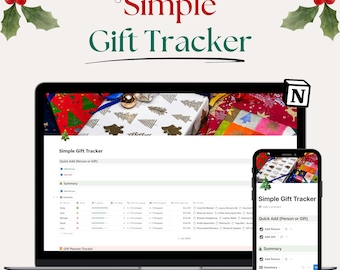 Szablon Notion Gift Tracker | Planer prezentów świątecznych | Organizator prezentów świątecznych | Śledzenie budżetu prezentowego | Szablon listy prezentów | NATYCHMIASTOWE POBIERANIE