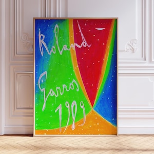 Roland Garros 1989 print, Tennis Poster, Roland Garros Poster, Sports Wall Art, Tennis Print, Mid Century Modern, Digital Print