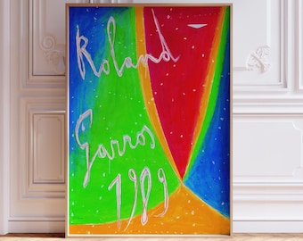 Roland Garros 1989 print, Tennis Poster, Roland Garros Poster, Sports Wall Art, Tennis Print, Mid Century Modern, Digital Print