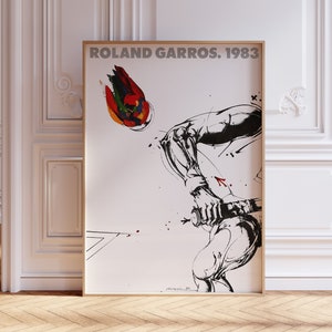 Roland Garros 1983 print, Tennis Poster, Roland Garros Poster, Sports Wall Art, Tennis Print, Mid Century Modern, Digital Print