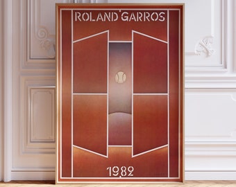 Roland Garros 1982 print, Tennis Poster, Roland Garros Poster, Sports Wall Art, Tennis Print, Mid Century Modern, Digital Print
