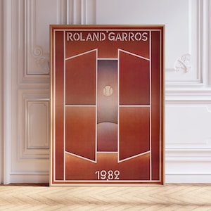 Roland Garros 1982 print, Tennis Poster, Roland Garros Poster, Sports Wall Art, Tennis Print, Mid Century Modern, Digital Print