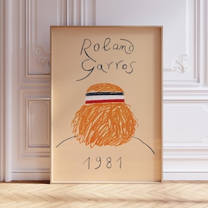 Roland Garros 1981 print, Tennis Poster, Roland Garros Poster, Sports Wall Art, Tennis Print, Mid Century Modern, Digital Print