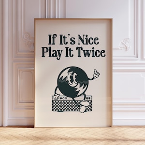 Retro Vinyl Poster, Play It Twice, Retro Record Print, Gift for Music Lovers, Musical Print, Retro Music Poster, Trendy Wall Art, Vinyl Art-