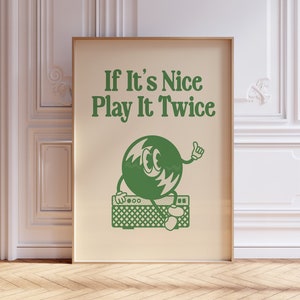 Retro Vinyl Poster, Play It Twice, Retro Record Print, Gift for Music Lovers, Musical Print, Retro Music Poster, Trendy Wall Art, Vinyl Arts
