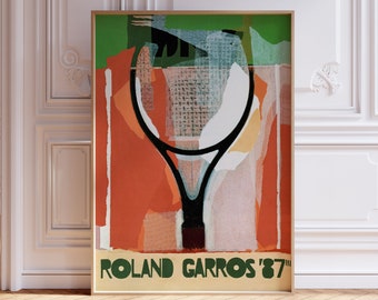 Roland Garros 1987 print, Tennis Poster, Roland Garros Poster, Sports Wall Art, Tennis Print, Mid Century Modern, Digital Print