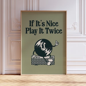 Retro Vinyl Poster, Play It Twice, Retro Record Print, Gift for Music Lovers, Musical Print, Retro Music Poster, Trendy Wall Art, Vinyl
