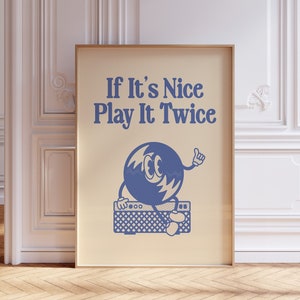 Póster de vinilo retro, Play It Twice, impresión de disco retro, regalo para amantes de la música, impresión musical, póster de música retro, arte de pared de moda, arte de vinilo