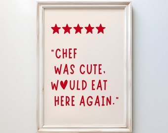 chef was cute aesthetic kitchen print retro wall art... Aesthetic Chef Was Cute Blue Kitchen Decor Cute Cooking Art Kitchen ...