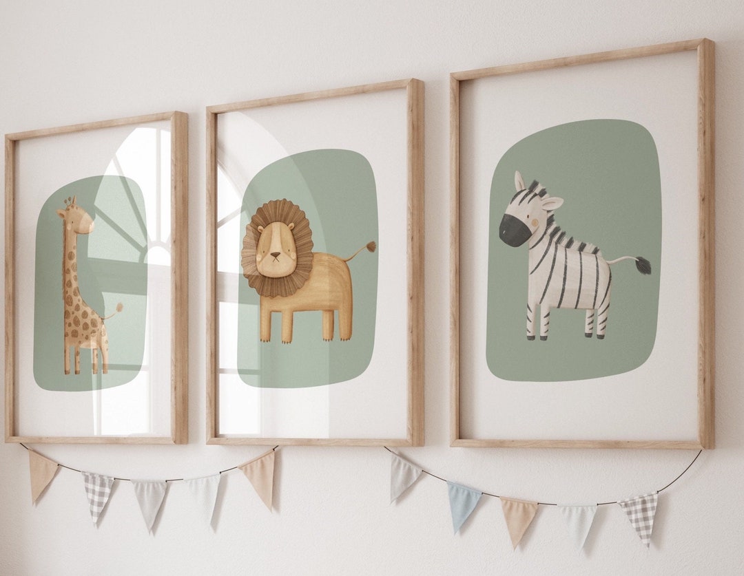 Safari Nursery Wall Prints, Boho Nursery Prints, Set of 3 Prints ...