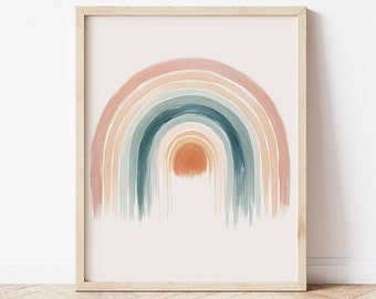 Rainbow Nursery Art, Rainbow Print, Earthy Colors, Gender Neutral Nursery, Rainbow Printable, Neutral Nursery Art, Kids Decor, Boho Nursery