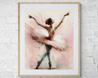 Impresión de bailarina, decoración de pared para guardería, arte de ballet para guardería, imprimible para guardería, decoración de guardería, decoración de dormitorio de niñas, impresiones digitales,