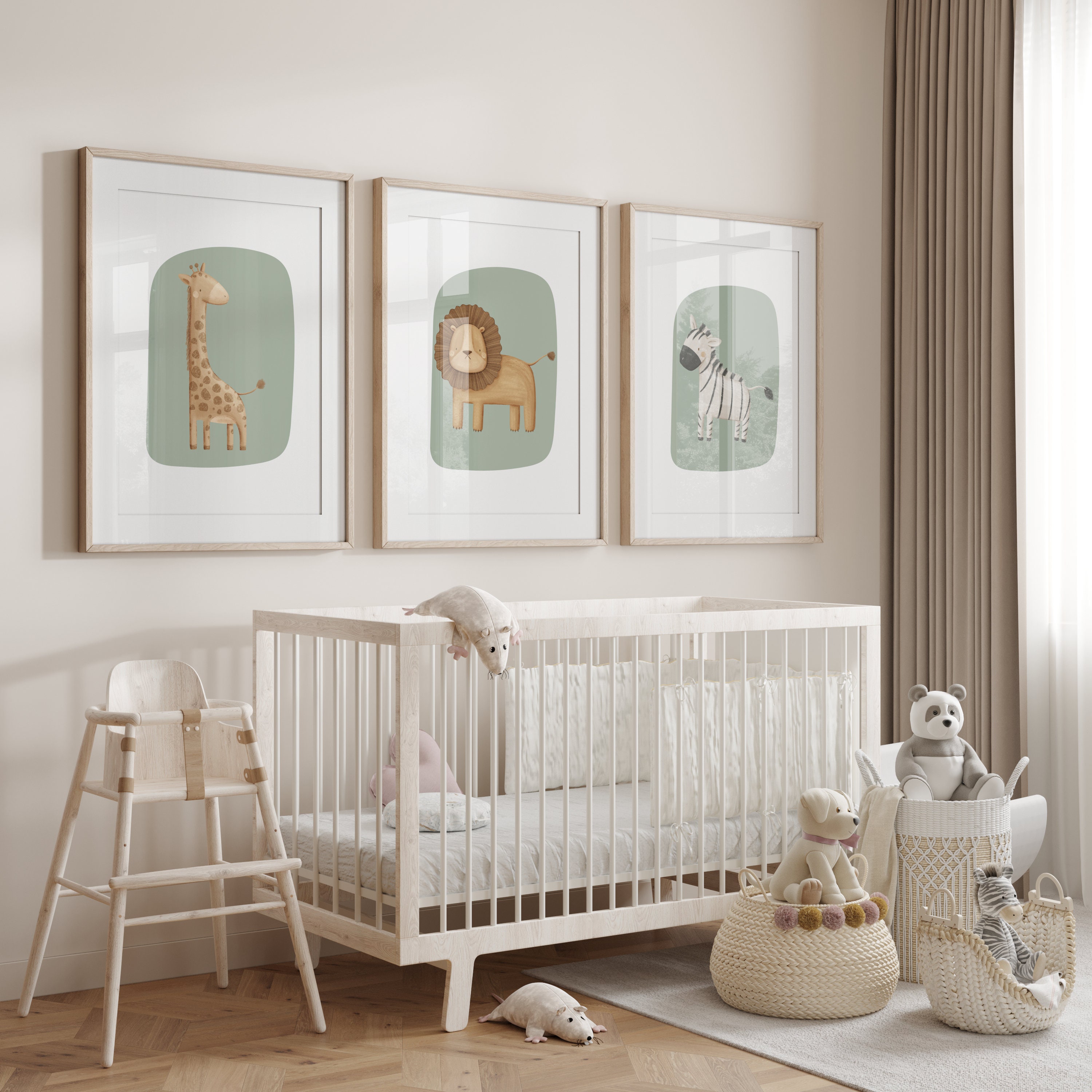 Safari Nursery Wall Prints, Boho Nursery Prints, Set of 3 Prints ...