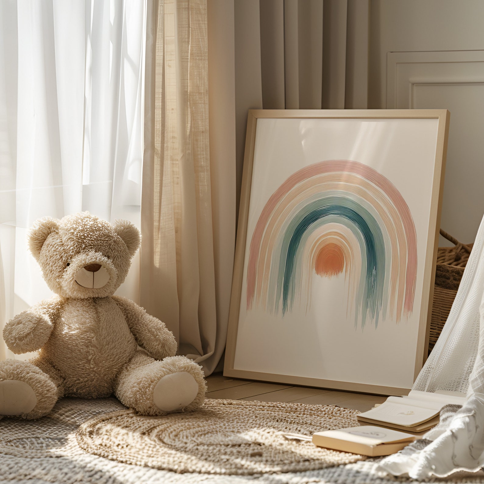 Rainbow Nursery Art, Rainbow Print, Earthy Colors, Gender Neutral ...