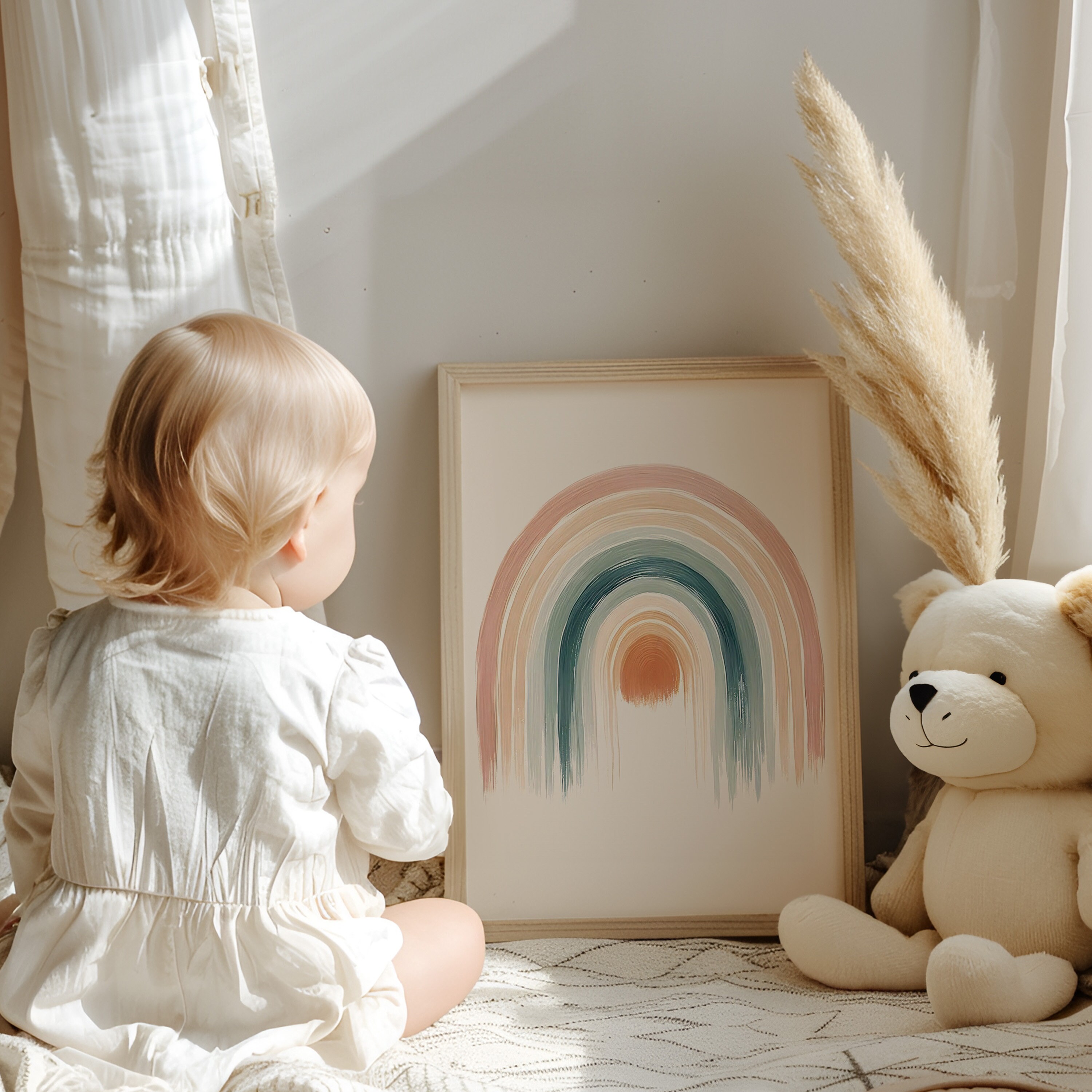 Rainbow Nursery Art, Rainbow Print, Earthy Colors, Gender Neutral ...