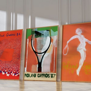 Roland Garros 1984 87 90 print set, Tennis Poster, Roland Garros Poster, Sports Wall Art, Tennis Print, Mid Century Modern, Digital Print