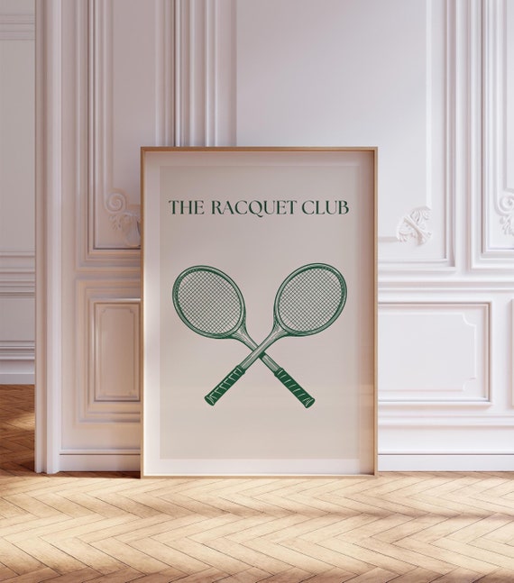 The Racquet Club, Tennis Poster, Sports Wall Art, Vintage Tennis Print, Country Club Art, Retro Sports Poster, Tennis Racquet, Digital Print