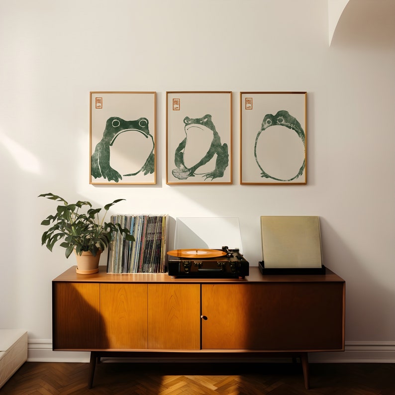 Japanese Matsumoto Hoji Frog Set of 3, Japanese Frog Printable Wall Art ...