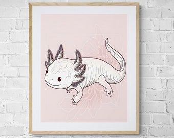 Axolotl Line Art, Axolotl Print, Nursery Decor, Digital Art, Wall Art, Digital Prints, Axolotl Art, Nursery Print