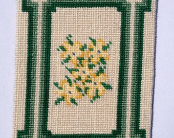 Dollhouse Miniature Yellow Floral Needlepoint Rug #2