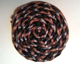 Black, Gray and Brown Miniature Round Braided Rug