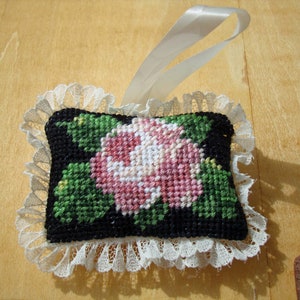 Light Dusty Pink Rose - Needlepoint Ornament