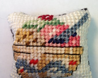 Ice Cream Sundae (A) - Miniature Needlepoint Pillow