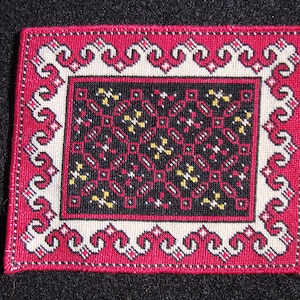 Miniature Needlepoint Rug - Red and Black