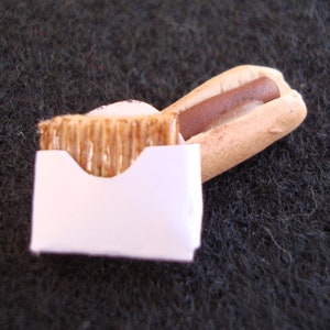 Miniature Food Hot Dog and Small Fries - Set of 4 Each