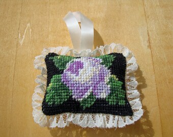 Light Purple Rose - Needlepoint Ornament