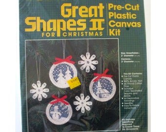 Bucilla Great Shapes II Christmas Ornaments Plastic Canvas Kit 61002 Sealed Complete