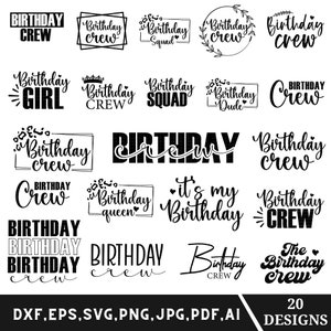 Birthday crew svg png bundle, Girls birthday crew svg, Happy birthday svg, Birthday squad svg, Cricut files