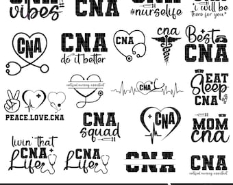 CNA Life SVG Bundle, Nurse Assistant Designs (Digital Files)