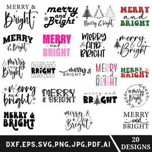 Merry and bright svg bundle, Christmas merry and bright png, Holiday png, Merry Christmas svg, Cricut files, Instant Digital Download