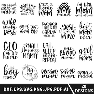 Mom svg bundle, Cute mom png, Blessed mama svg, Mother&#39;s day quotes svg, Mom life svg, Floral mom svg, Cut files for cricut